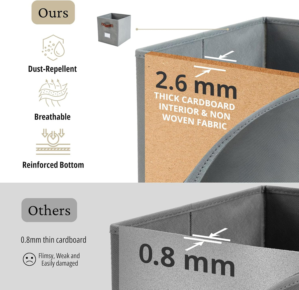 DECOMOMO Storage Bins, Cube Storage Bin with Labels, Fabric Storage Cubes for Shelves (10.5" x 11"