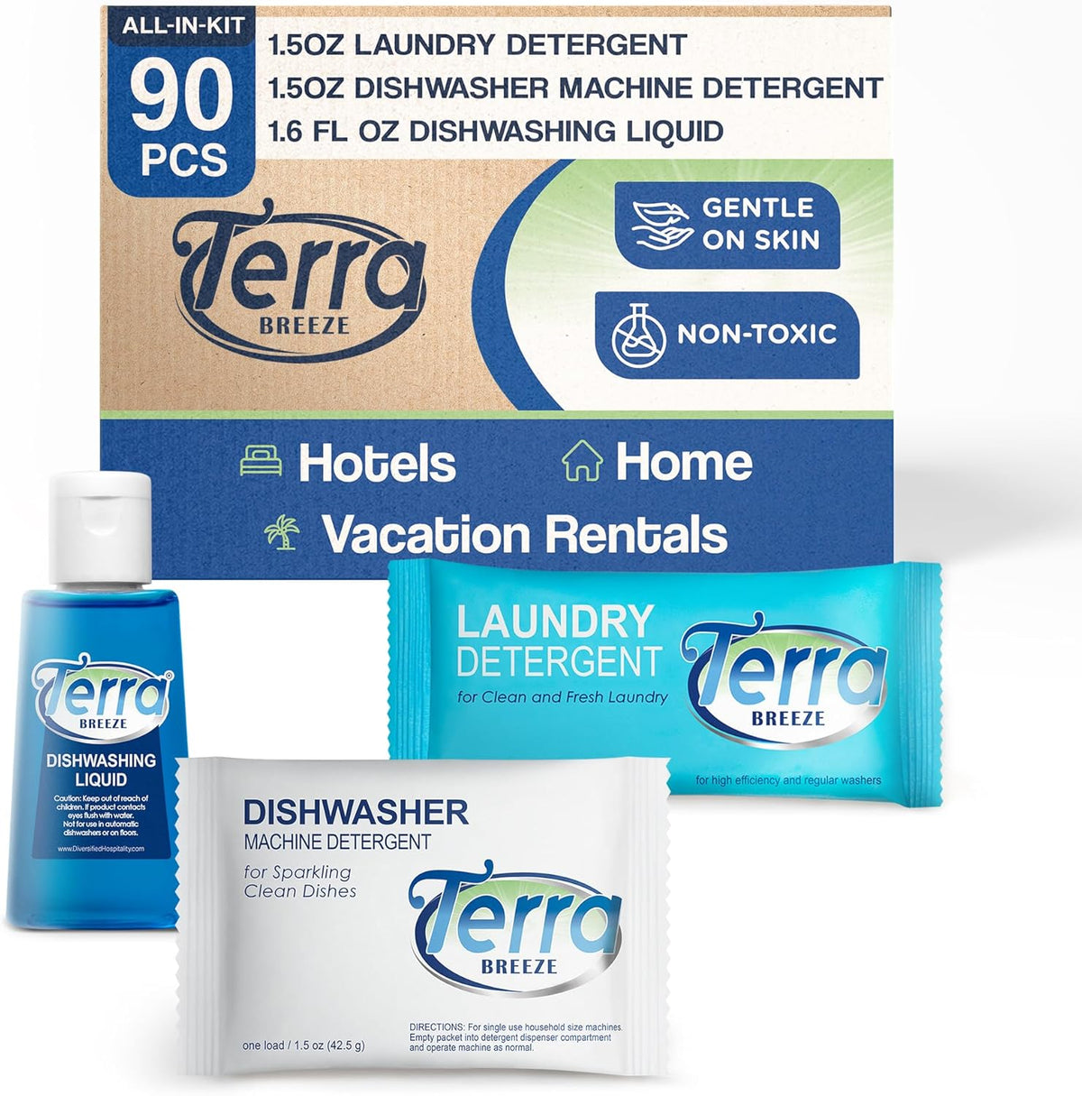 Travel Laundry Detergent & Dish Soap | Terra Breeze 1-Shoppe Amenities Kit | Laundry Soap, Dish