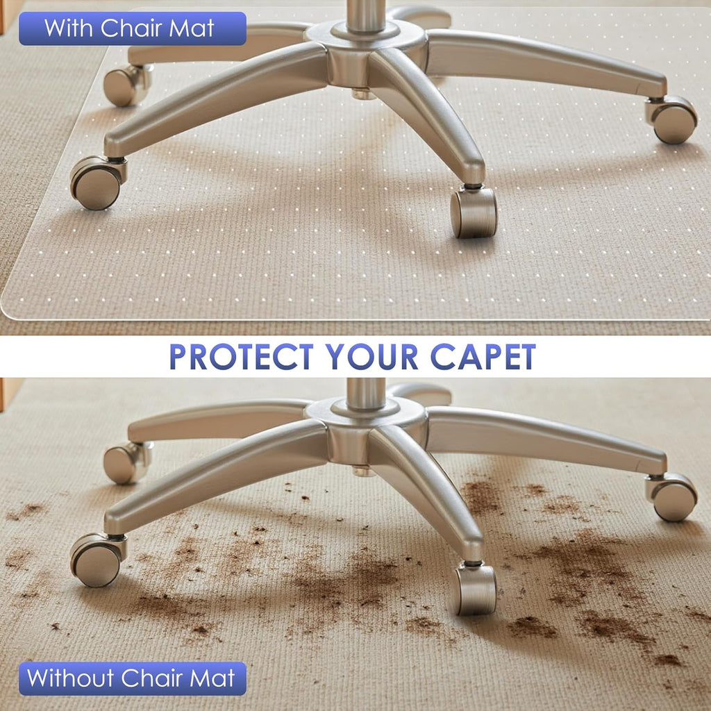 Kuyal Office Chair Mat for Carpet, 2 Pack 36x48 Clear Heavy Duty Computer Chair Mat with Lip, Under