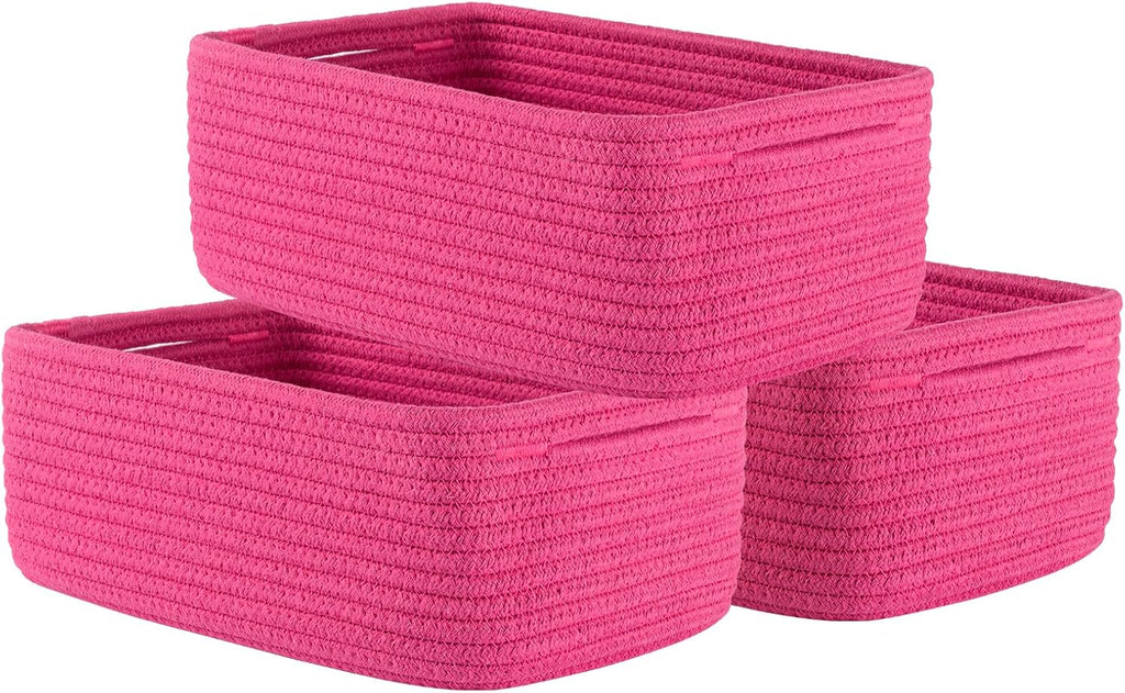 Small Woven Basket, 12 x 8 x 4.5 Inches, Storage Basket for Organizing, Cute Small Rope Shelf