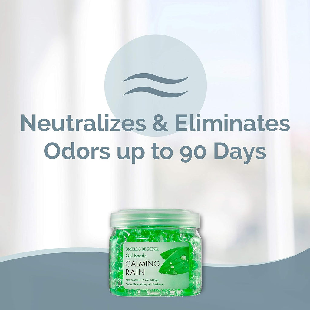 SMELLS BEGONE Odor Eliminator Gel Beads - 12 oz, Pack of 2 - Eliminates Odor in Bathrooms, Cars