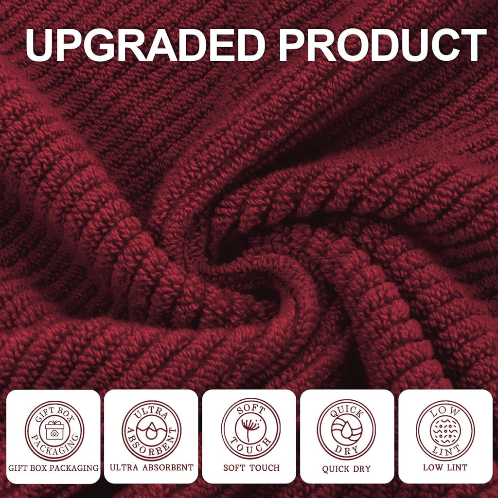 VOOVA & MOVAS Hand Towels for Bathroom Set of 4, Large 18" x 28" - 100% Cotton | Lightweight |
