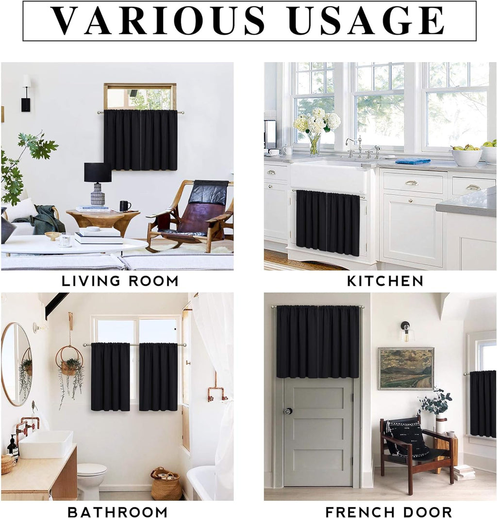 RYB HOME Curtains for Bedroom 63 inches Long, Blackout Thermal Insulating Window Treatment Drapes