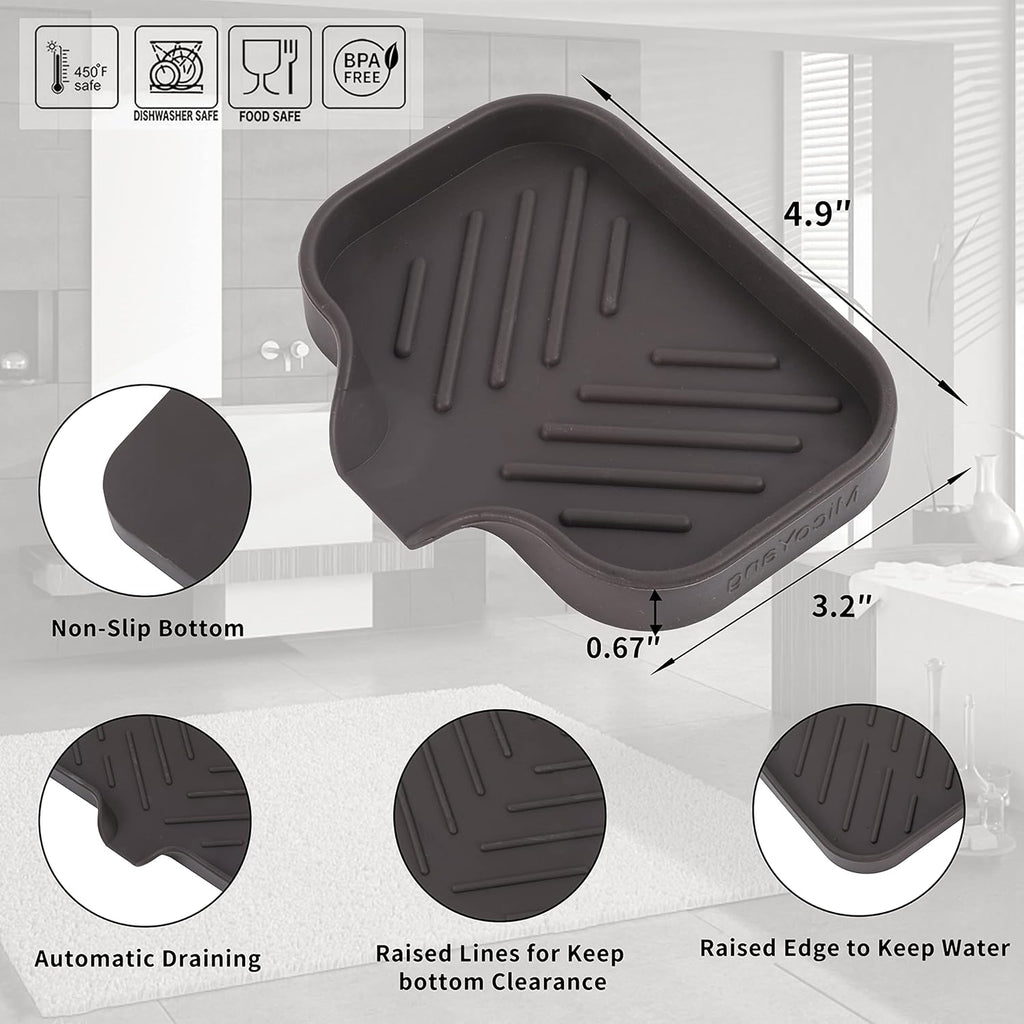 Silicone Bathroom Soap Dishes with Drain Spout-Bathroom and Kitchen Sink Organizer,Sponge