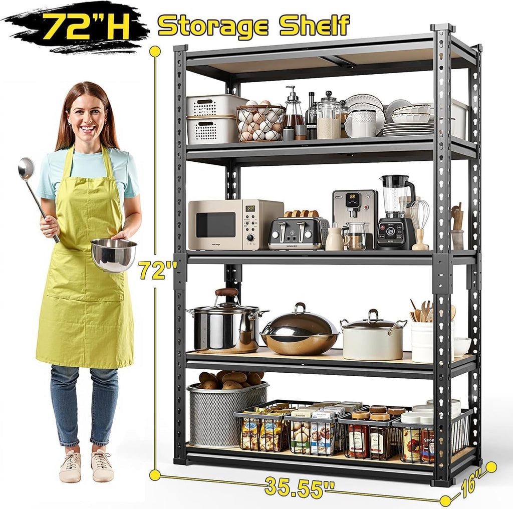 TigerParty 2050LBS Heavy Duty Garage Shelving, 5-Tier Adjustable Storage Shelves, Metal Shelving