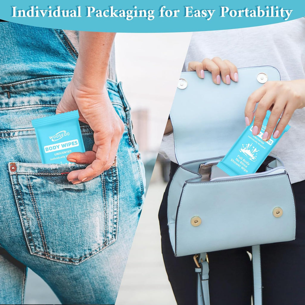 500 Pcs Ultra Thick Soft Large Body Wipes Individually Wrapped(7.87" x 9.45"),Shower Wipes for