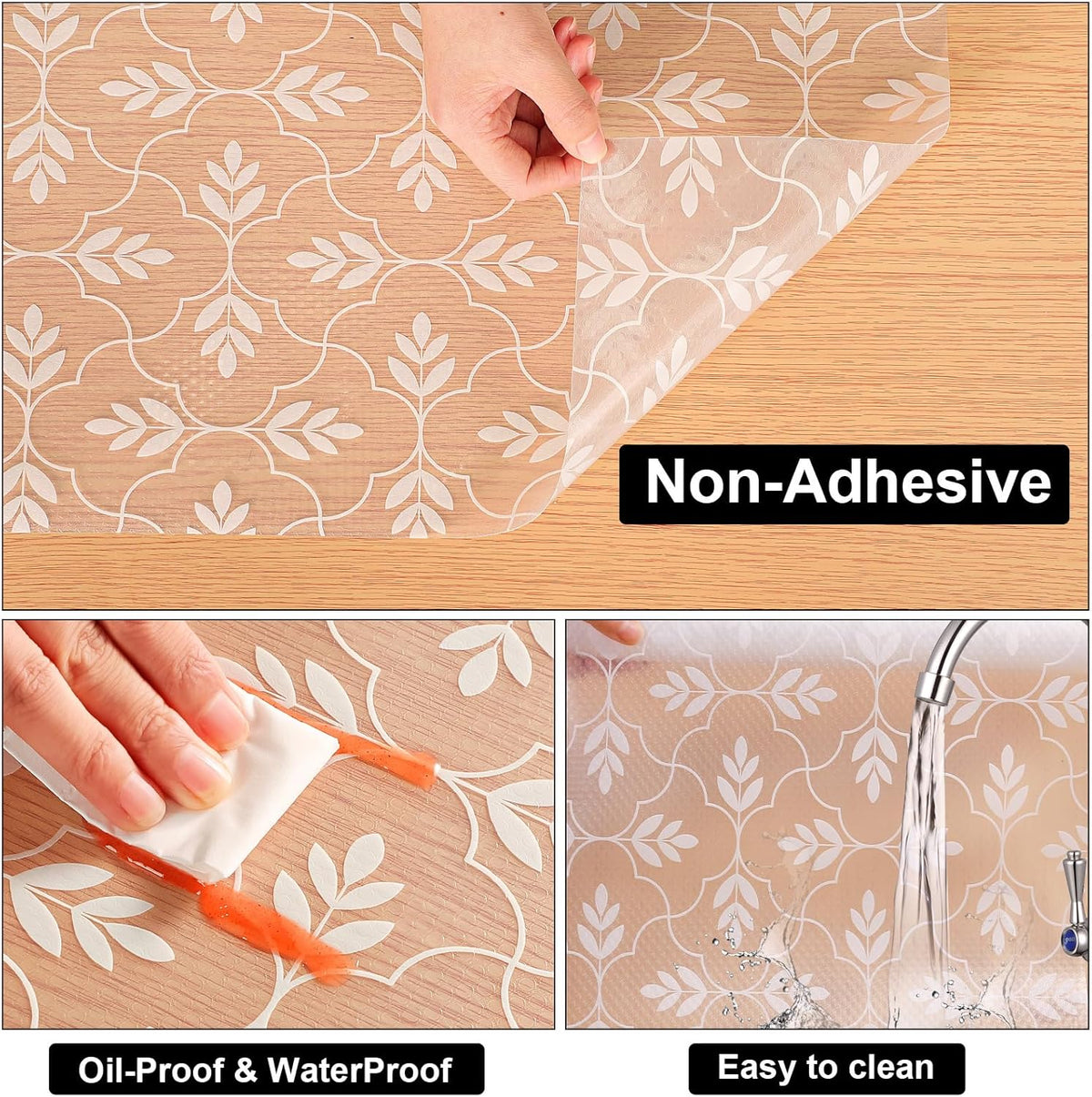 Cooyes Shelf Paper for Kitchen Cabinets Non Adhesive, Waterproof & Oil-Proof Kitchen Drawer Liner