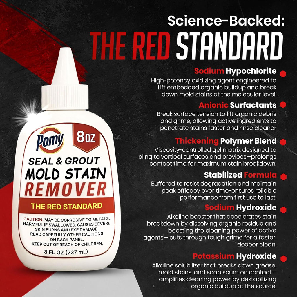 Pomy Professional Grade Mold Stain Remover Gel (2 Pack-16 oz Total) Thick No-Run Gel for Shower