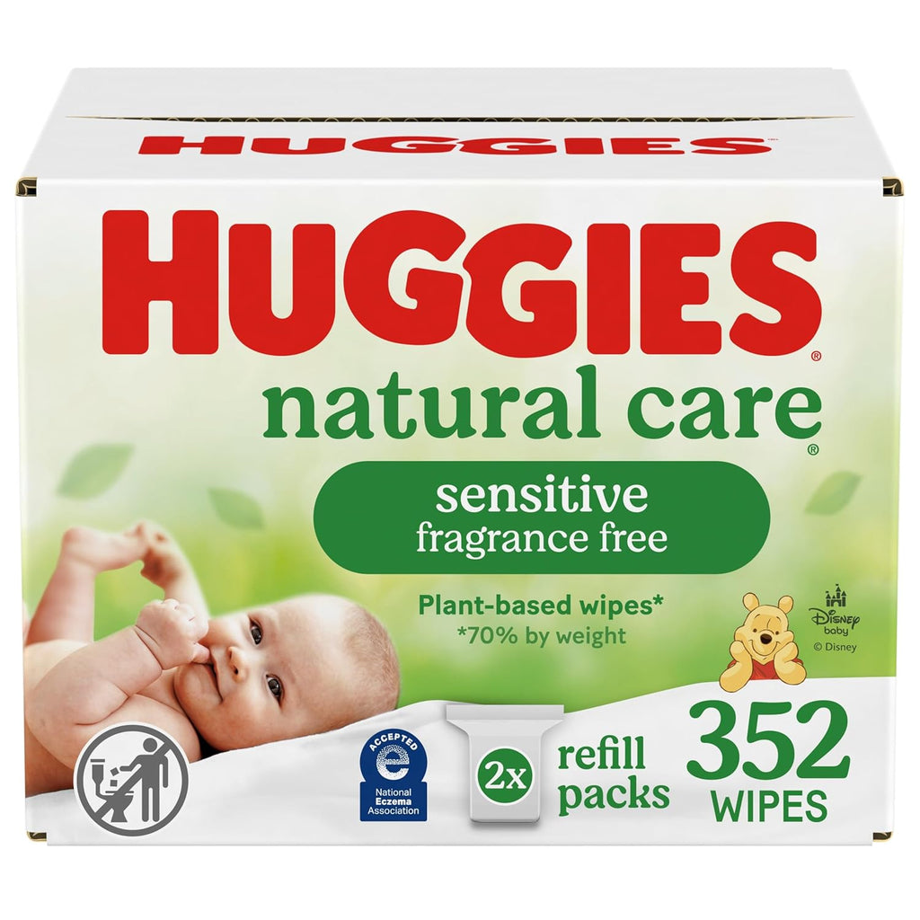 Huggies Natural Care Sensitive Baby Wipes, Unscented, Hypoallergenic, 99% Purified Water, 2 Refill
