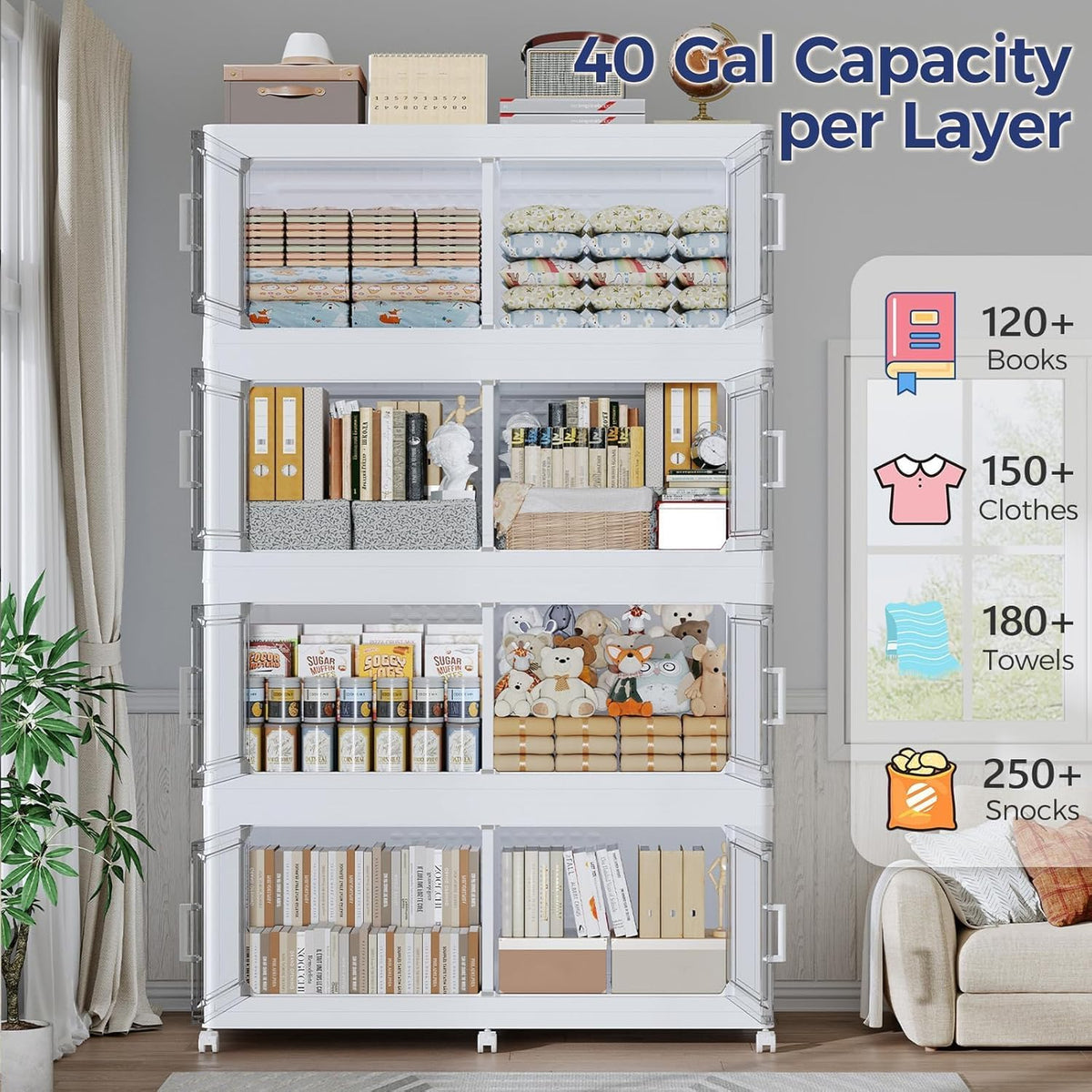 200GAL Extra Large Storage Bins with Lid, 800Qt Stackable Closet Organizers and Drawers