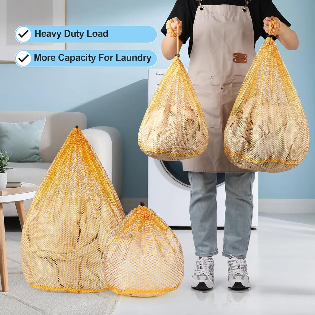 4Pcs Mesh Laundry Bags Washing Machine Mesh Wash Bags for Clothes,Underwear,Lingerie, Bed Linen