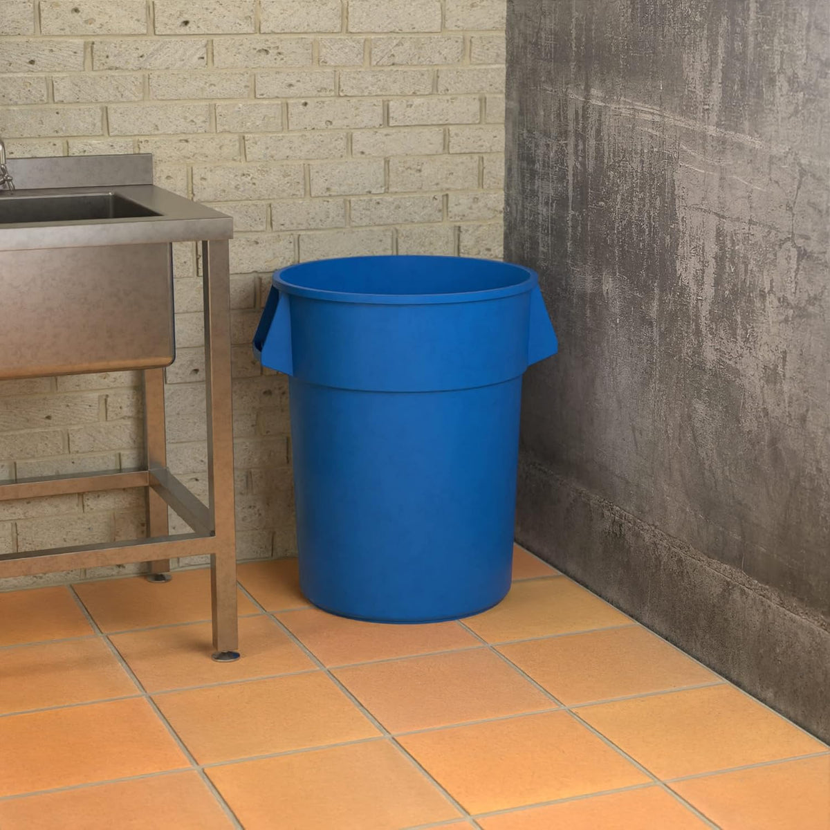55 Gallon Blue Round Commercial Trash Can