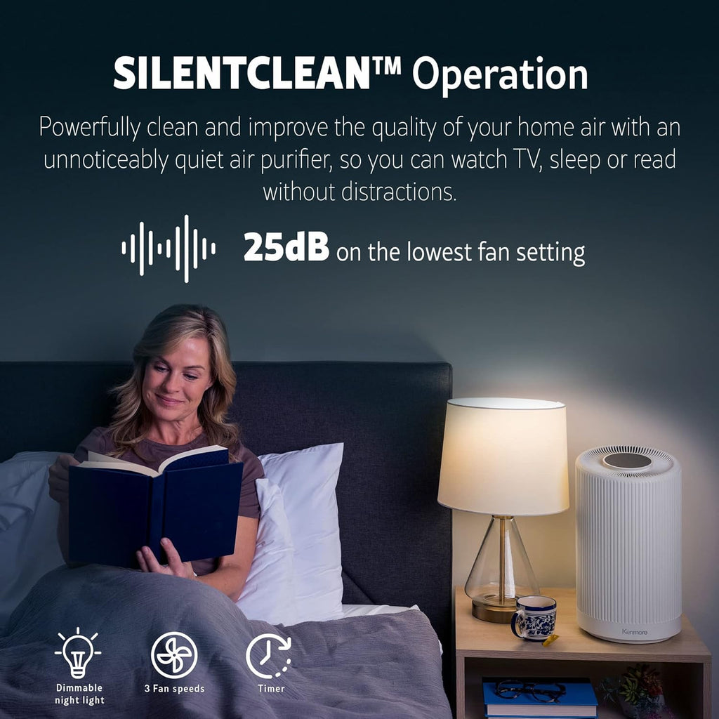 Kenmore PM1005 Air Purifier with H13 True HEPA Filter, Covers Up to 850 Sq.Foot, 25db SilentClean