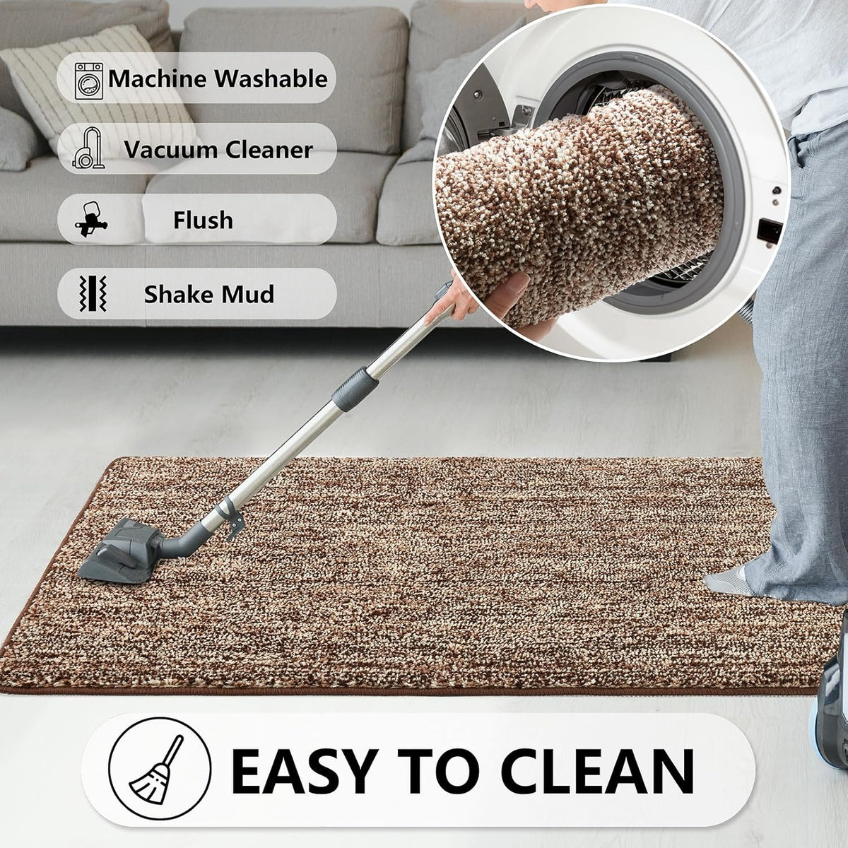 REFETONE Indoor Doormat, Front Door Mat 32"x40" Absorbent Rubber Backing Non Slip Door Mats
