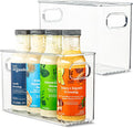 Plastic Food Storage 2 Pack Clear Container Bin with Handles for Organizing Kitchen, Pantry