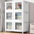BROVIEW 300 Qt Stackable Storage Bins with Lids & Doors, 3 Pack Plastic Closet Organizer and