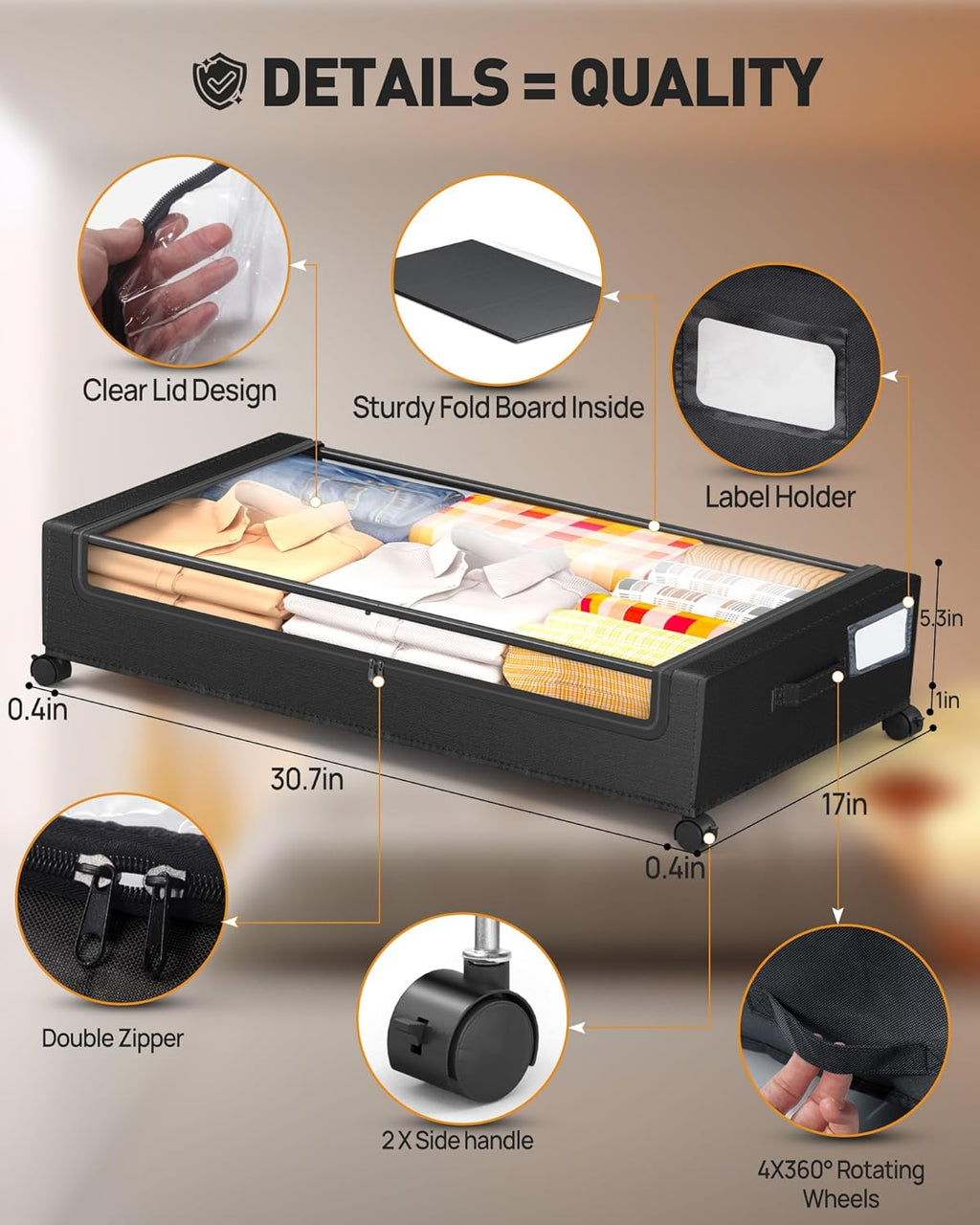 Under Bed Storage, Underbed Storage With Wheels, Under The Bed Storage for Clothes, Blankets