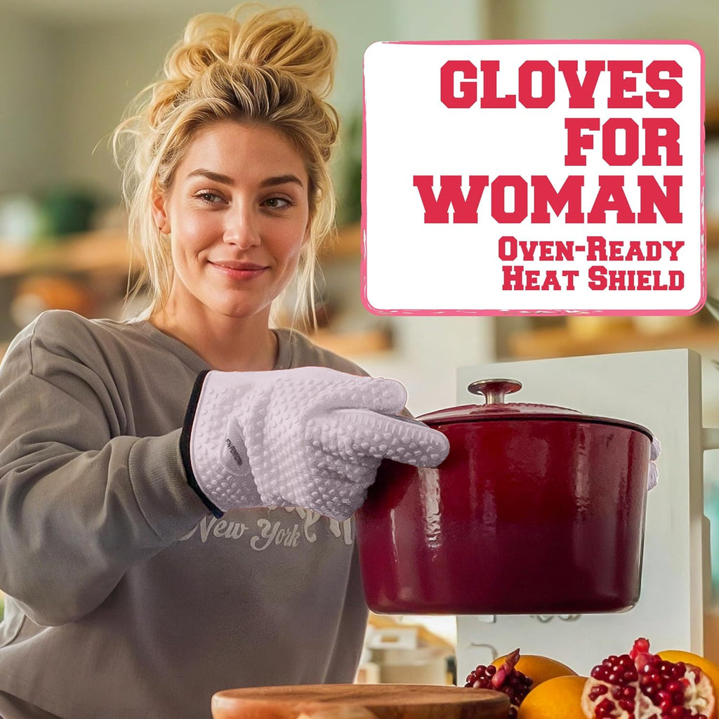 KITCHEN PERFECTION S Silicone Smoker Oven Gloves for Women -Extreme Heat Resistant BBQ Gloves