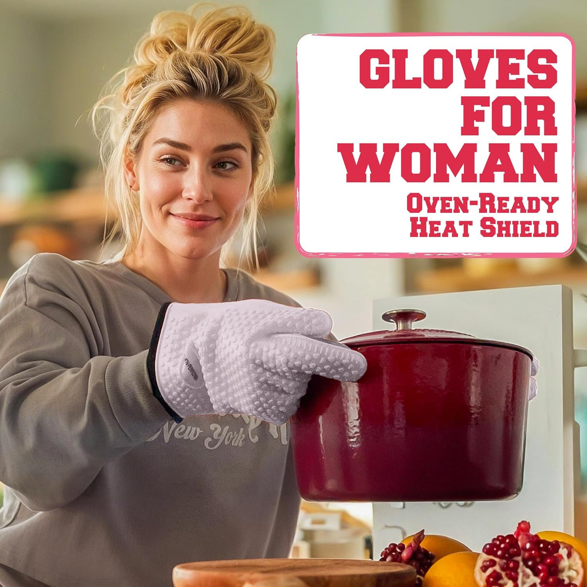 KITCHEN PERFECTION S Silicone Smoker Oven Gloves for Women -Extreme Heat Resistant BBQ Gloves