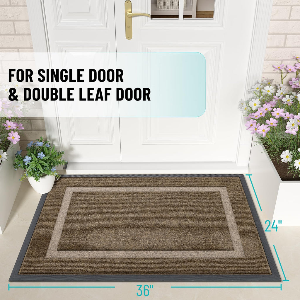 OLANLY Front Door Mat Indoor Outdoor Entrance, Waterproof All-Season, All-Weather Doormat, Sturdy