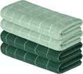 Artoid Mode Checkered Designed Cotton Dark Green Terry Kitchen Dish Towels, 15x25 Inch Soft