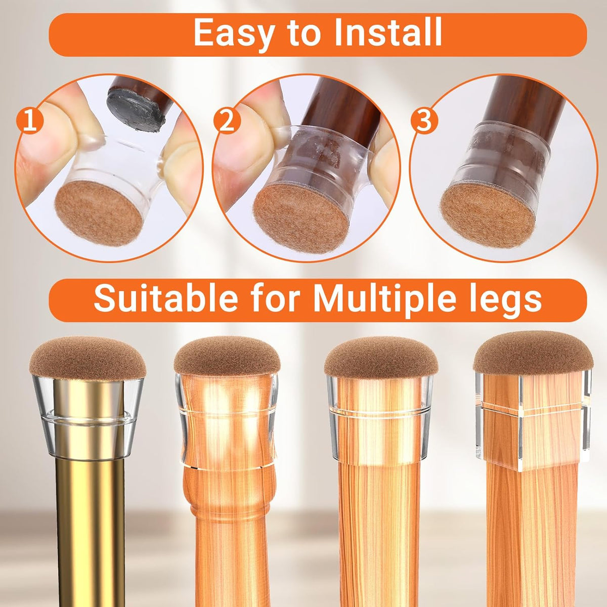 Chair Leg Floor Protectors Large 24Pcs,Silicone Chair Leg Protectors for Hardwood