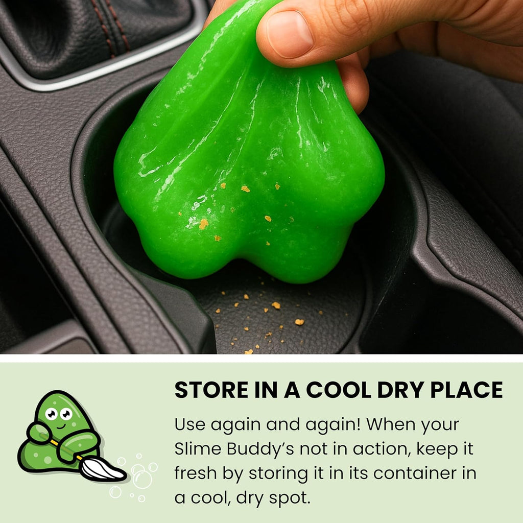 Slime Buddies Car Cleaning Gel Putty - Apple Scented Interior Detailing Tool for Cup Holders, Air