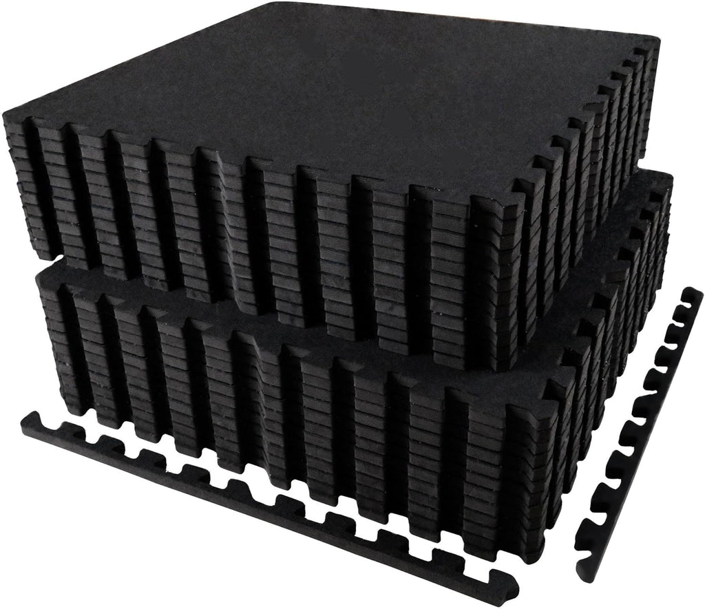 AIRHOP 0.56in Thick 96 Sq Ft Exercise Equipment Mats, 24 Tiles Upgraded Rubber Top with High