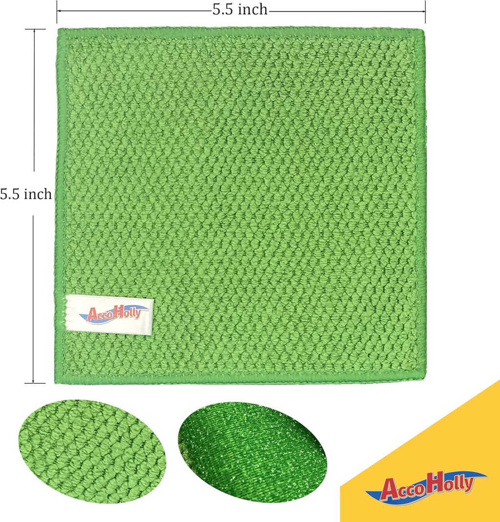 24 Pack Microfiber Scrub Dish Cleaning Cloth, Non-Scratch, Reusable & Durable for Dish Pan Pot