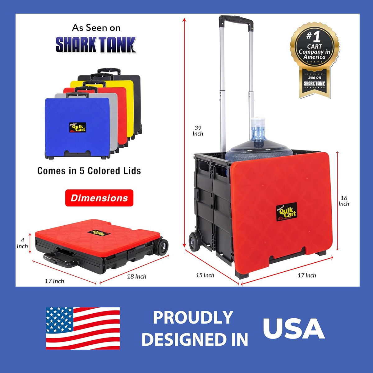 dbest products Quik Cart Collapsible Rolling Crate on Wheels for Teachers Tote Basket 80 lbs