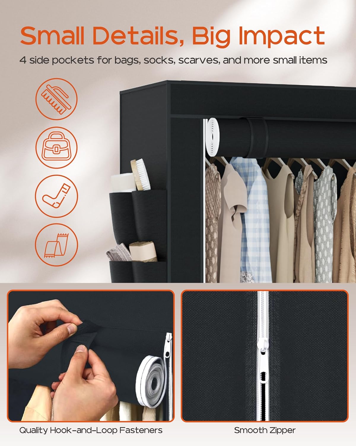 Portable Closet, 81.1 Inch Extra Large Capacity Wardrobe Closet with Cover, Clothes Storage