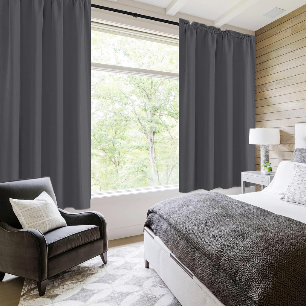 DWCN Blackout Curtains for Bedroom 63 Inch Length 2 Panels Set, Solid Thermal Insulated Energy