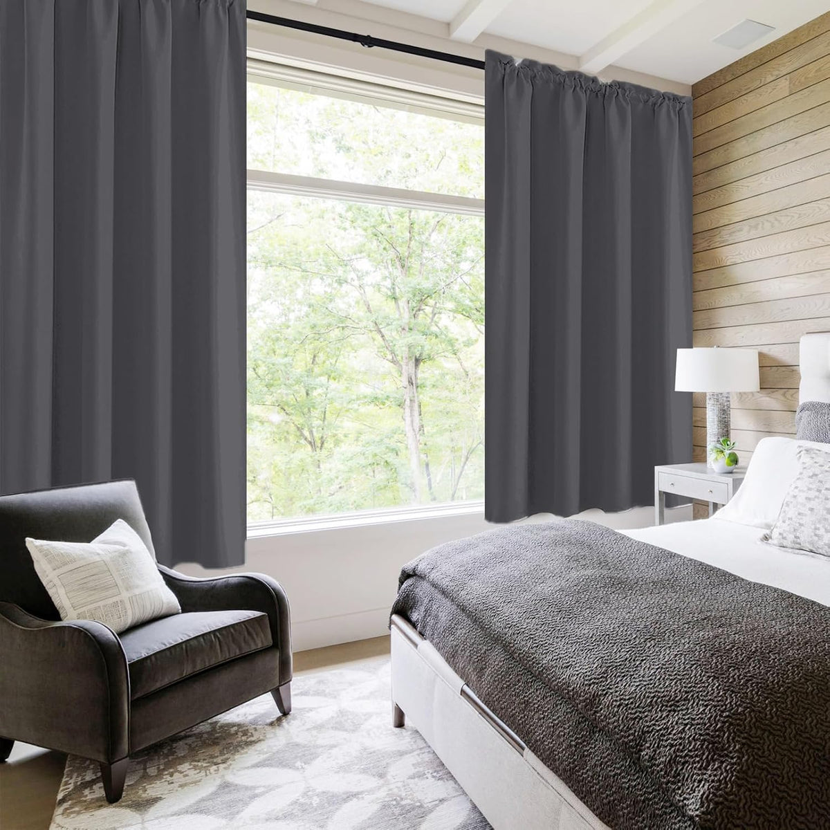 DWCN Blackout Curtains for Bedroom 63 Inch Length 2 Panels Set, Solid Thermal Insulated Energy