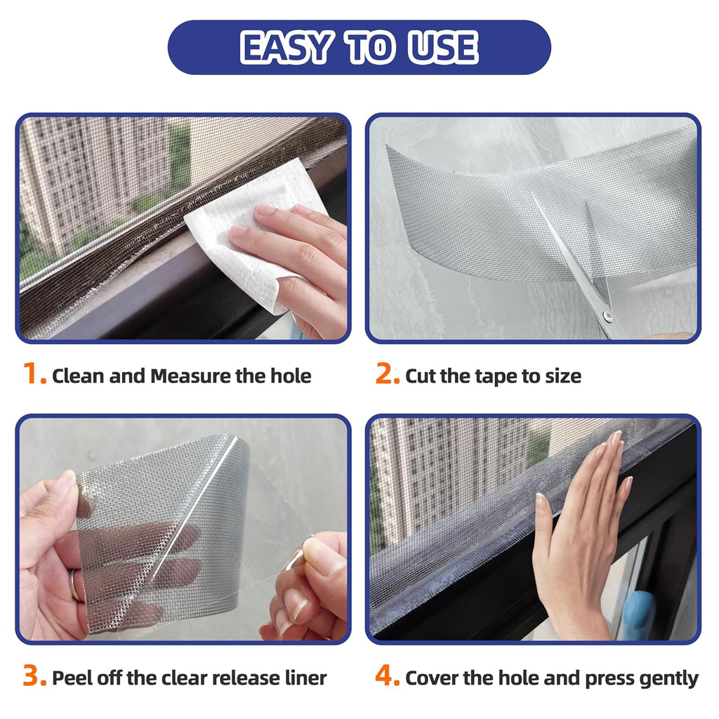 KING MOUNTAIN Grey Window Screen Repair Tape,3inX10FT Heavy Duty Screen Repair Kit for Window