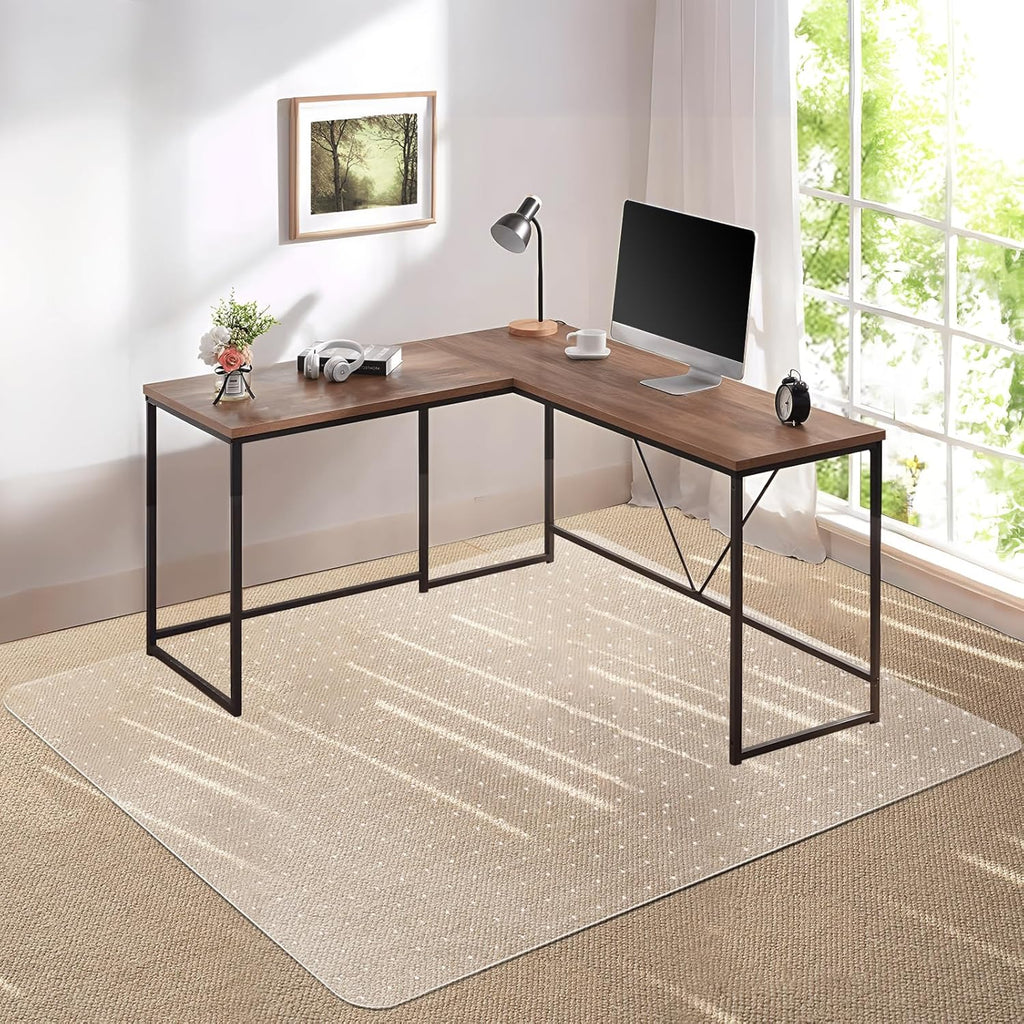 Kuyal Desk Chair Mat for Carpet, 51'' x 63'' Rectangle Transparent Mats for Chairs Good for Desks