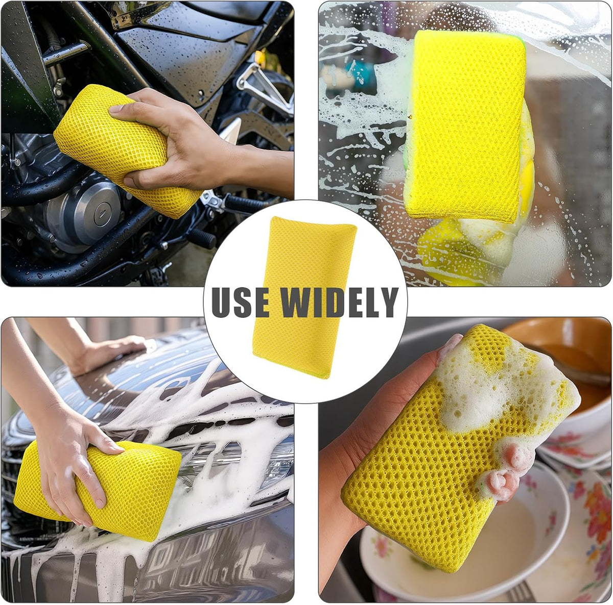 4 PCS Bug Scrubber Sponge Car, Bug Remover Wash Sponge，Car Cleaning Sponge for Bugs, Tar, Grime