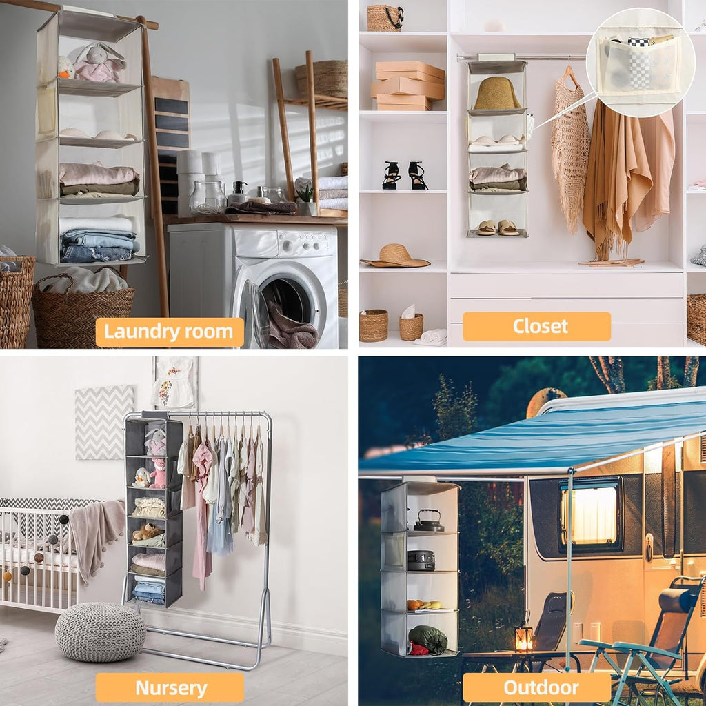 2 Packs Hanging Closet Organizer Storage, 6-Shelf Hanging Shelves for Closet, Closet Clothes