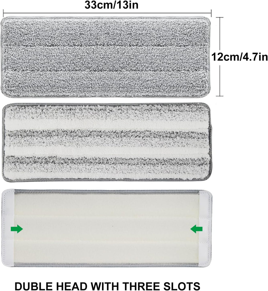 Flat Mop Pads, 3 Pack 13" X 4.9" Microfiber Mop Pad/Refill/Head, Mop Pads Washable Microfiber