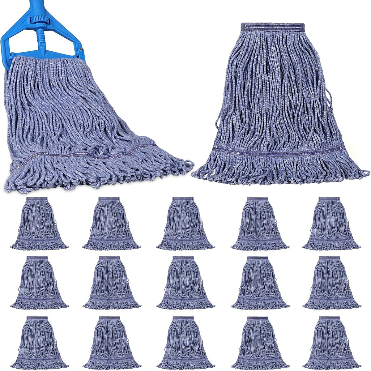 JERIA 16 Pack Heavy Duty Mop Head Replacements,String Mop Head for Commercial,Used for Home,Office