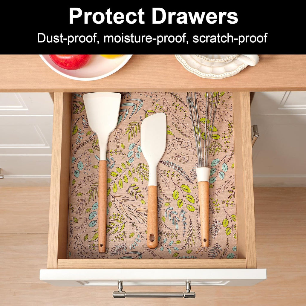 Cooyes Shelf Liner, Non-Adhesive Waterproof Drawer Liner, Durable Easy-to-Cut EVA Shelf Paper for
