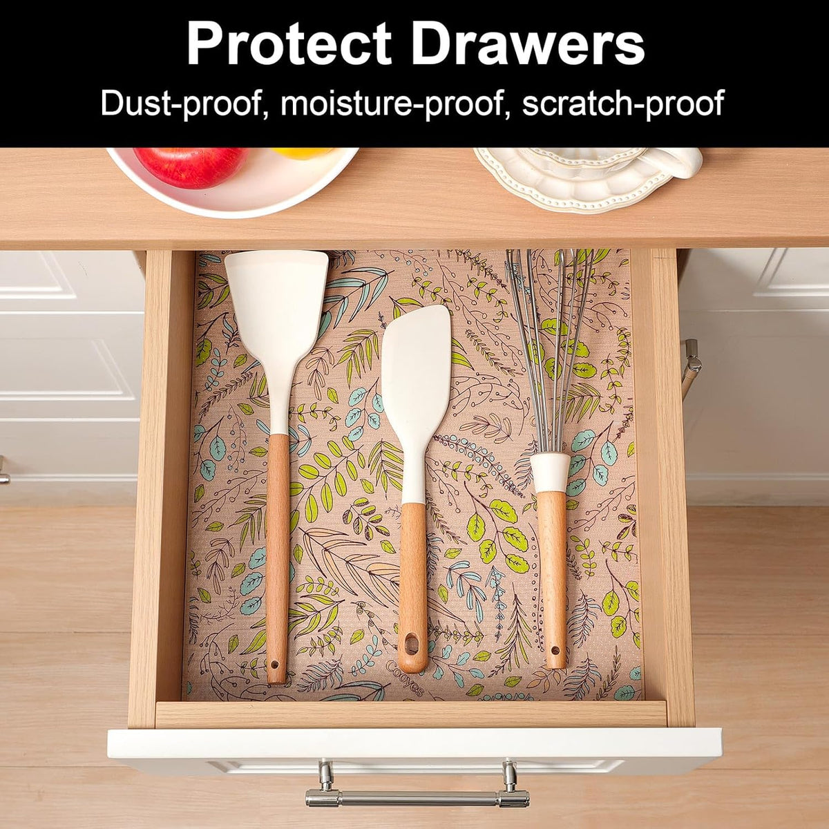 Cooyes Shelf Liner, Non-Adhesive Waterproof Drawer Liner, Durable Easy-to-Cut EVA Shelf Paper for