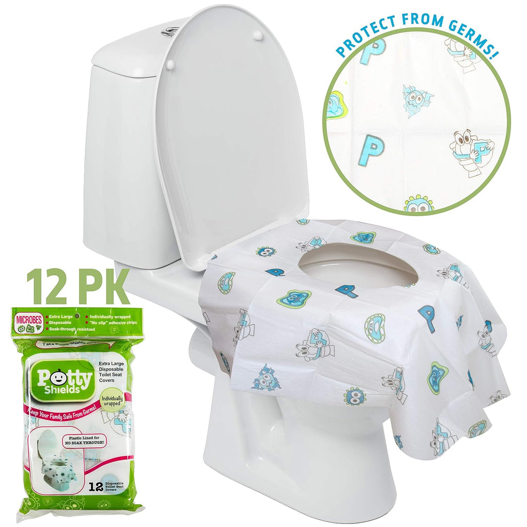 Toilet Seat Covers Disposable (12 Pack) - XL Waterproof Toilet Cover for Toddlers, Kids & Adults