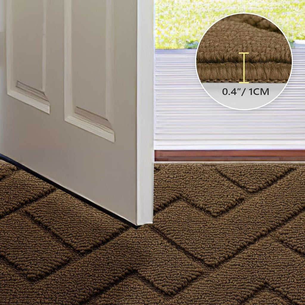 hicorfe Front Door Mat Outside Entrance,24"x35" Absorbent Muddy Dirt Resist Welcome Door Mats