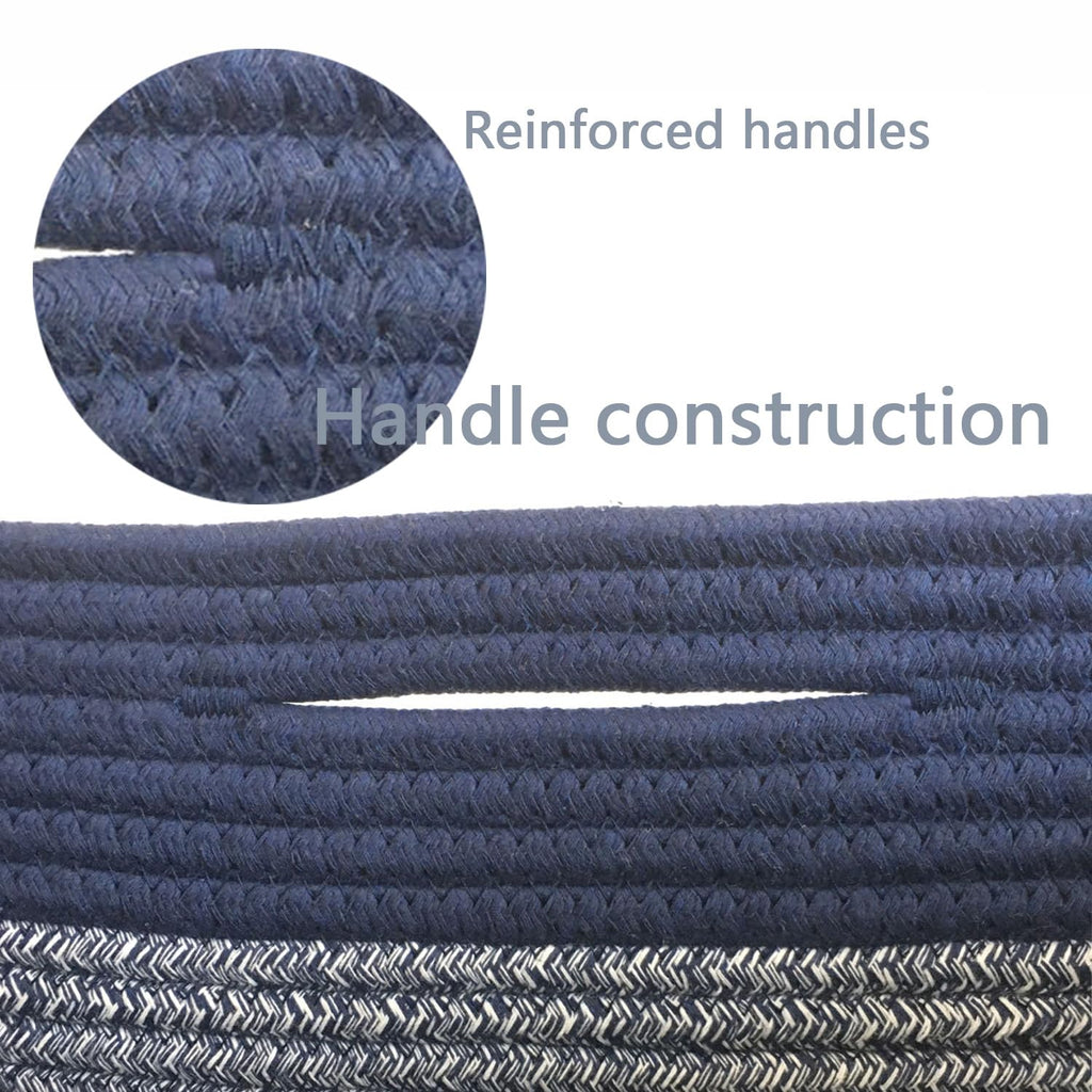 COMFY-HOMI 3PACK Rectangular Cotton Rope Basket With Handles for Shelves|Dog Toy|Baby Gift - Dark