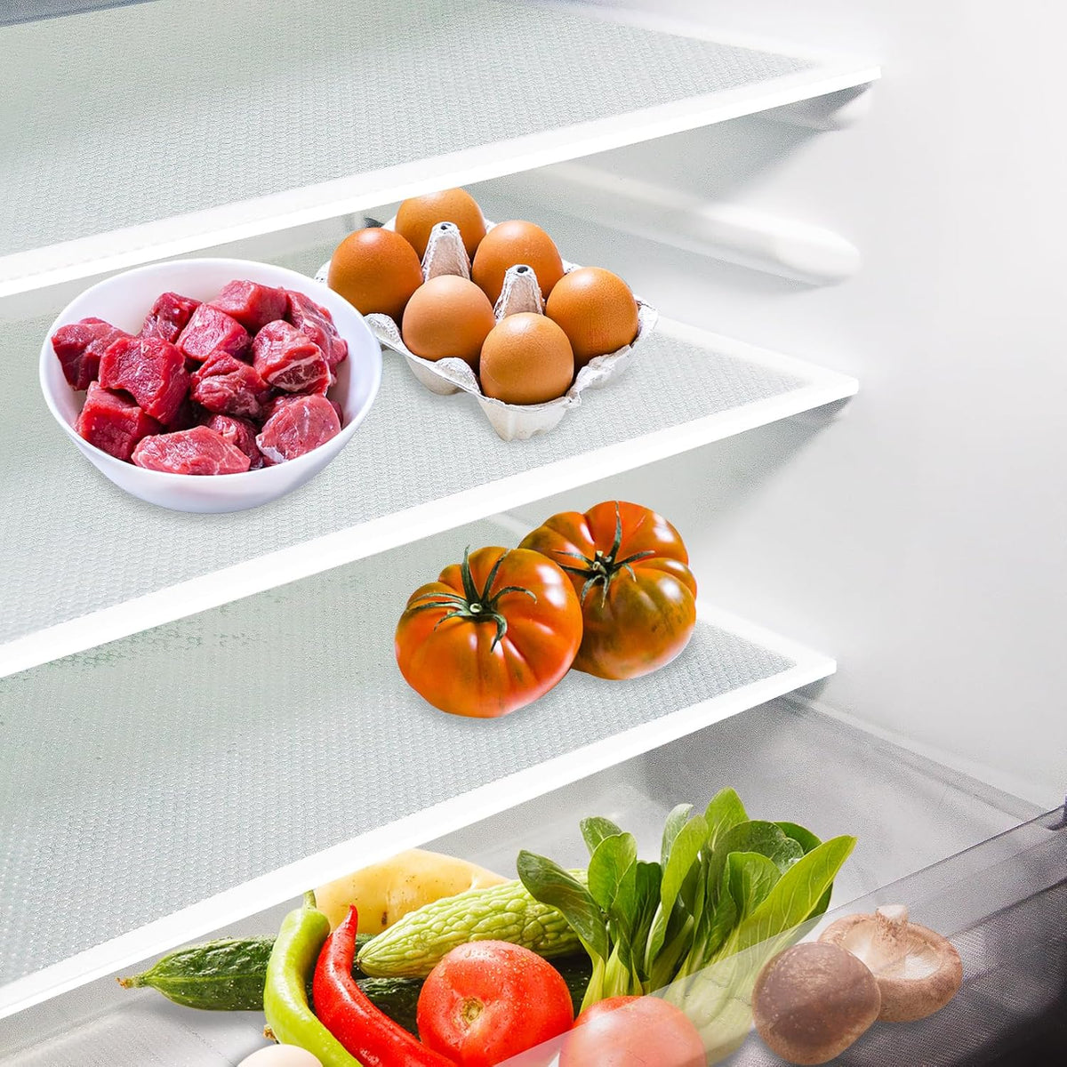 10Pcs Refrigerator Liners, Washable Fridge Liner Shelf Mats Refrigerator Pads for Cupboard Cabinet