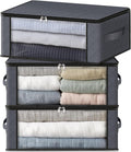 HomeHacks Storage 3-Pack Clothes Organizer Storage Bags Foldable Storage Box with Large Clear
