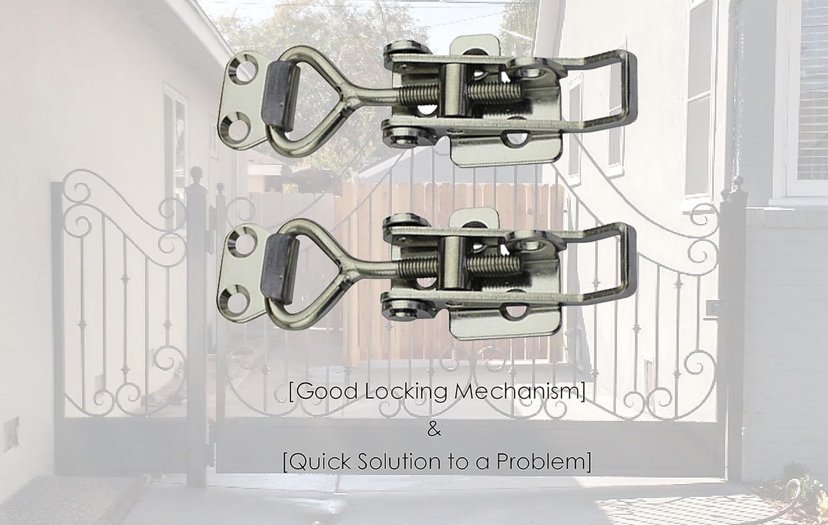 Adjustable Latch Buckle Cabinet Boxes Lever Handle Toggle Catch Latch Lock,Silver,Adjustable Range
