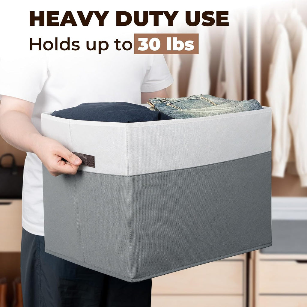 Criusia Extra Large Storage Bins 4 Pack - 16x12in Closet Organizers and Storage Baskets for
