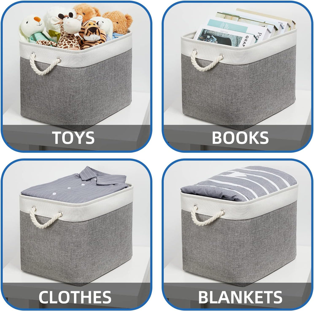 Temary Baskets for Organizing, 2 Pack Storage Baskets Large Fabric Baskets with Handles, Decorative