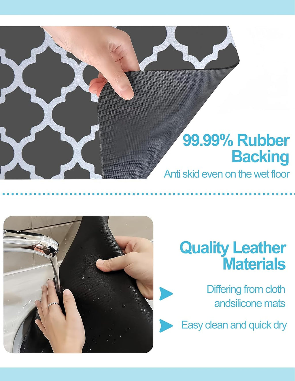Dish Drying Mat for Kitchen Counter, 16"x24" Dish Drying Pad with Non-slip Rubber Backed, Hide
